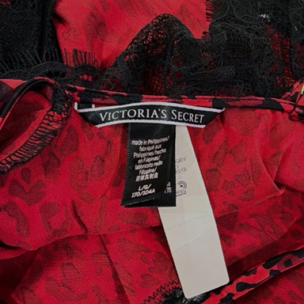 NWT Victoria's Secret Red and Black Leopard Lace Chemise Romper Teddy Size L - Picture 3 of 5